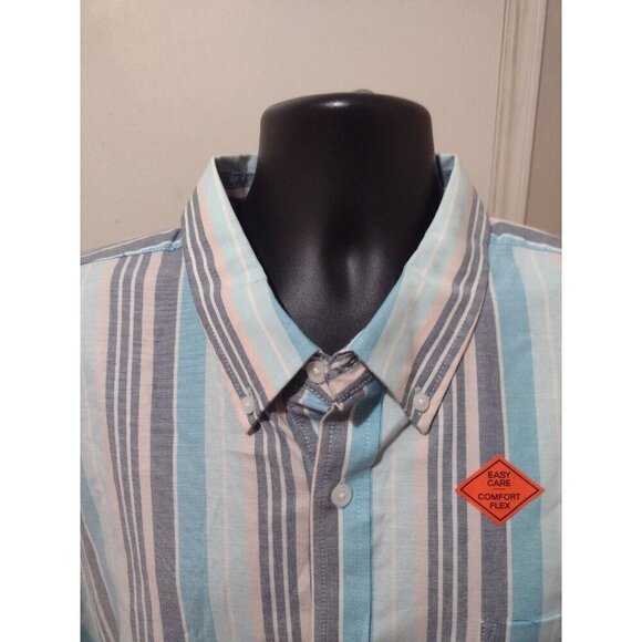 New St Johns Bay Mens Comfort Flex Button Down Shirt Blue Striped 2XL NWT - Picture 6 of 11